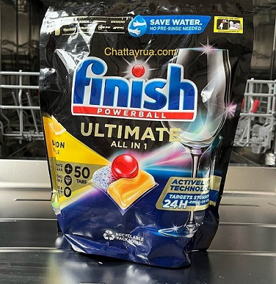Viên rửa bát Finish Ultimate All in 1 túi 50 viên tiết kiệm nước